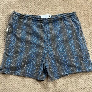 Vintage Hampton Beach H4 Steps Mens Swim Trunks Blue Grey Pattern Size M